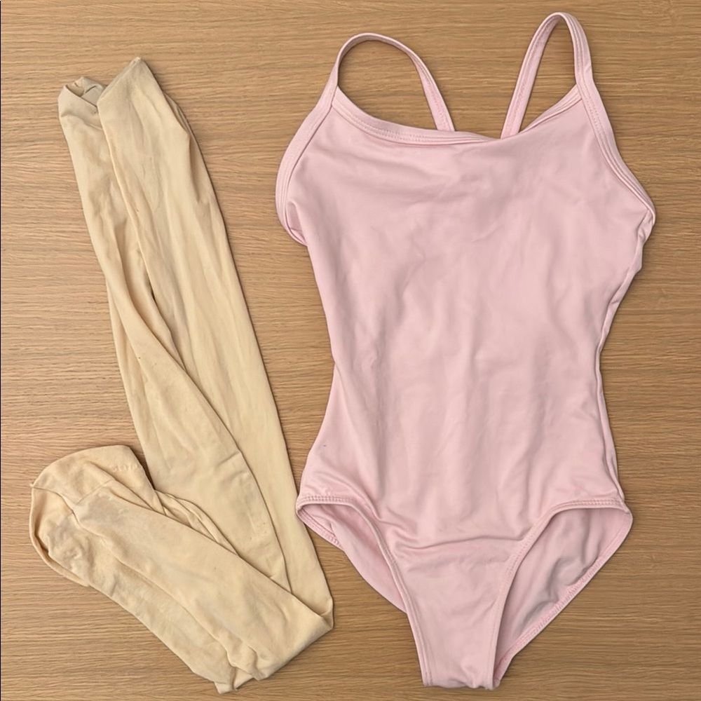 So Danca Pink Leotard and Matching Studio natural pink tights from So Danca